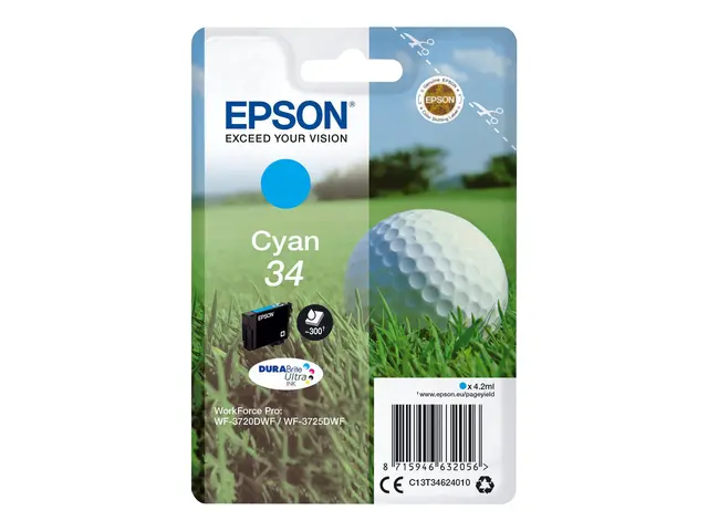 Epson 34 - 4.2 ml - cyan - original - blære med RF/lyd-alarm - ble...