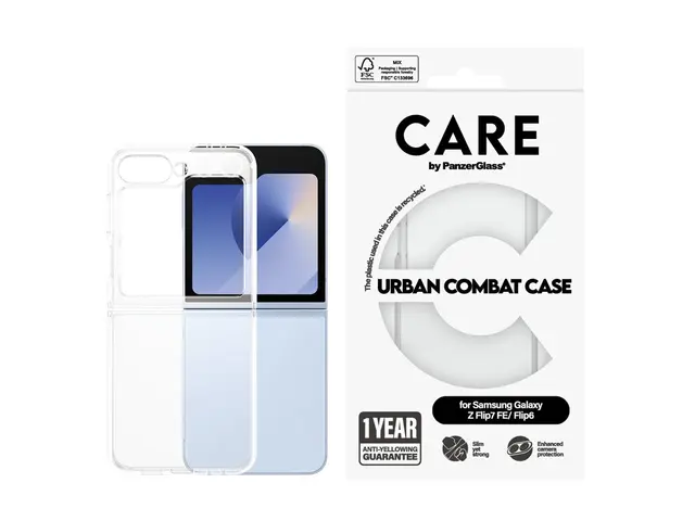 PanzerGlass CARE Galaxy Z Flip7 FE / Flip6 Urban Combat deksel (gjennomsiktig 
