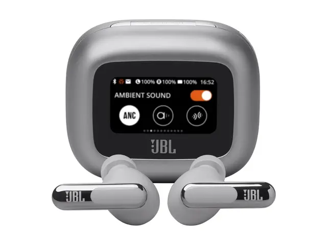JBL LIVE Beam 3 - True wireless-hodetelefoner med mikrofon i øret - Bluetooth - aktiv støydemping - sølv 