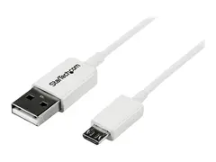 StarTech.com 2m White Micro USB Cable Cord A to Micro B - Micro USB Charging Data Cable - USB 2.0 - 1x USB A Male, 1x USB Micro B Male (USBPAUB2MW) - USB-kabel - Micro-USB type B til USB - 2 m