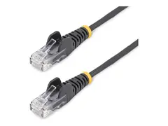 StarTech.com - Koblingskabel - RJ-45 (hann) til RJ-45 (hann) 25 cm - 3.6 mm - UTP - CAT 5/5e/6 - IEEE 802.3bt - halogenfri, uten hindringer, rett - svart