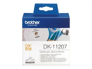 Brother DK-11207 - Svart p&#229; hvitt 100 CD/DVD etiketter - for Brother QL-1050, 1060, 1110, 500, 550, 560, 570, 580, 600, 650, 700, 710, 720, 820