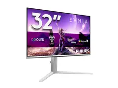 Philips Evnia 6000 32M2N6901A - OLED-skjerm gaming - USB - 32" (31.5" synlig) - 3840 x 2160 4K UHD (2160p) @ 165 Hz - 1000 cd/m² - 1500000:1 - DisplayHDR 400 True Black - 0.03 ms - 2xHDMI, DisplayPort, USB-C - høyttalere - hvit
