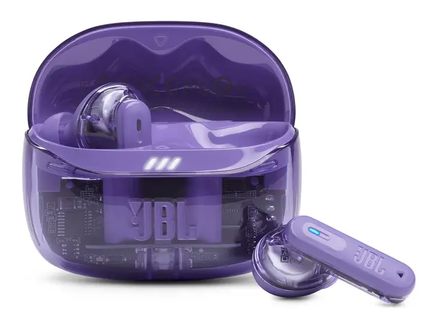 JBL TUNE Beam 2 - Ghost Edition - True wireless-hodetelefoner med mikrofon i øret - Bluetooth - aktiv støydemping - spøkelsesfløyel 