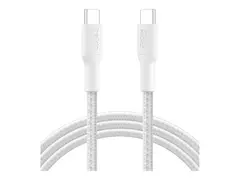 Belkin BoostCharge - USB-kabel - 24 pin USB-C (hann) til 24 pin USB-C (hann) 2 m - USB Power Delivery (240 W), flettet kabel - hvit