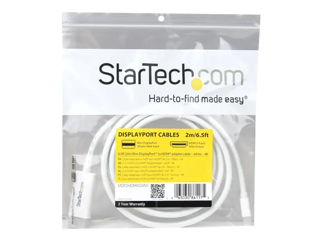 StarTech.com Mini DisplayPort to HDMI Converter Cable - 6 ft (2m) ...
