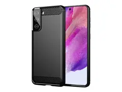 Insmat Carbon And Steel Style - Baksidedeksel for mobiltelefon termoplast-polyuretan (TPU) - kullstoff-fiber, børstet stål - for Samsung Galaxy S21 FE 5G