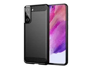 Insmat Carbon And Steel Style - Baksidedeksel for mobiltelefon termoplast-polyuretan (TPU) - kullstoff-fiber, børstet stål - for Samsung Galaxy S21 FE 5G