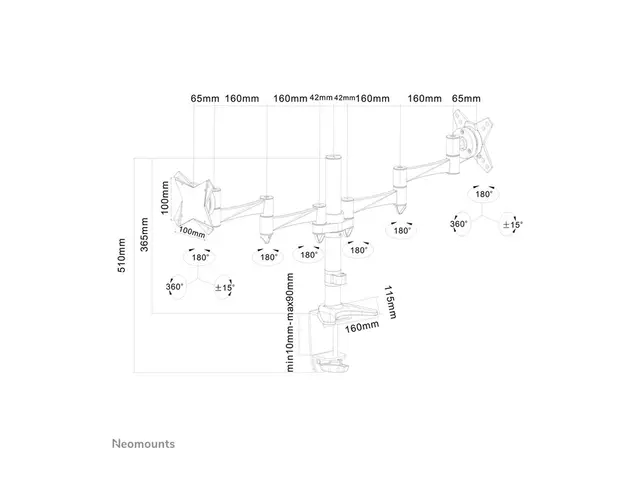 Neomounts FPMA-D1330D - Monteringssett full bevegelse for 2 LCD-sk...