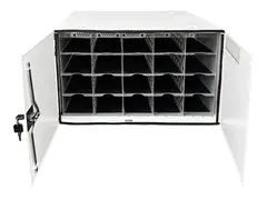 LEBA NoteBox Phones 20 - Kabinettenhet for 20 mobiltelefoner / mobile enheter / h&#229;ndholdte enheter - l&#229;sbar - st&#229;l - hvit - veggmonterbar, skrivebord - utgang: AC 230 V