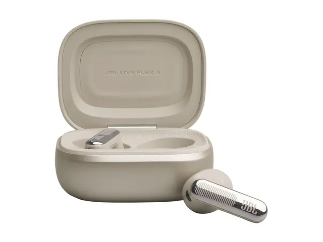JBL LIVE Flex 4 - True wireless-hodetelefoner med mikrofon i øret - Bluetooth - aktiv støydemping - champagne 