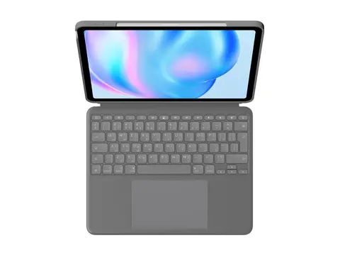 Logitech Combo Touch - Tastatur og folioveske med styrepute - bakgrunnsbelyst - Apple Smart connector - QWERTY - Nordisk (dansk/finsk/norsk/svensk) - Oxford-gr&#229; - for Apple 13-inch iPad Air (M2, M3)