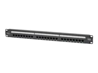 Eaton Tripp Lite Series Cat6 24-Port Patch Panel PoE+ Compliant, 110/Krone, 568A/B, RJ45 Ethernet, 1U Rack-Mount, TAA - Koblingspanel - rackmonterbar - CAT 6 - RJ-45 X 24 - svart - 1U - 19&quot; - TAA-samsvar