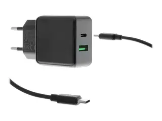 Insmat TRIDON Series Dual USB Travel Charger Strømadapter - 20 watt - 3 A (USB-C) - svart