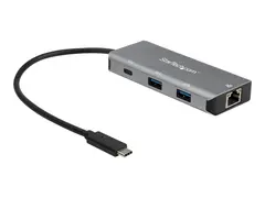 Startech 3 Port USB C Hub with Gigabit Ethernet RJ45 GbE Port, 2x USB-A, 1x USB-C, SuperSpeed 10Gbps USB 3.1/3.2 Gen 2 Type C Hub Adapter, USB Bus Powered, Aluminum, Works w/TB3 Windows/macOS/Linux - hub - 3 porter