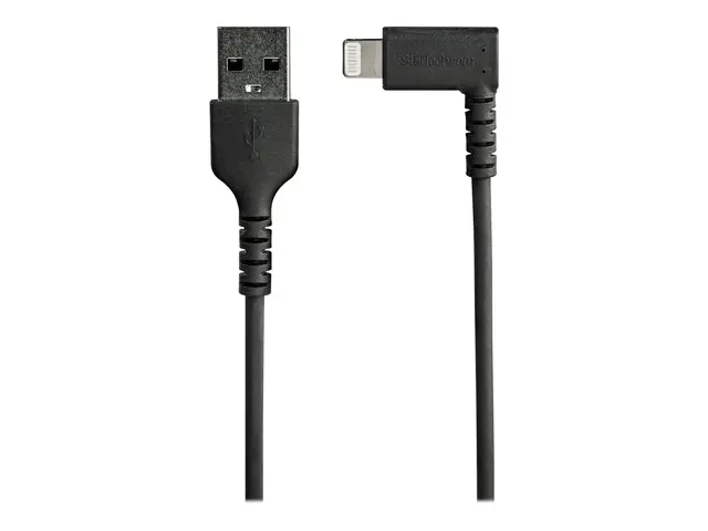 StarTech.com 3ft (1m) Durable USB A to Lightning Cable, Black 90° ...
