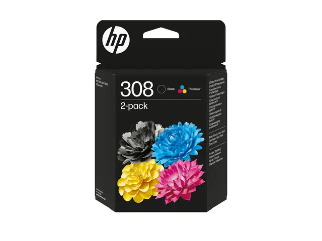 HP 308 - 2-pack svart, cyan, magenta, gul original boks blekkpatron