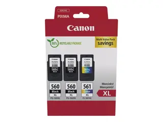 Canon PG-560XL x2/CL-561XL Multi Value Pack 3-pack - Høy ytelse - svart, farge (cyan, magenta, gul) - original - hengeboks - blekkpatron - for PIXMA TS5350, TS5351, TS5352, TS5353, TS7450