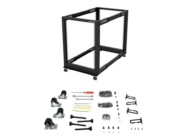 Startech 15U 19" Open Frame Server Rack, 4 Post Adjustable Depth 2...