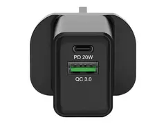 PORT Connect - Strømadapter - 20 watt - 3 A QC 3.0 - 2 utgangskontakter (USB, USB-C) - Storbritannia