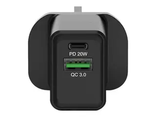 PORT Connect - Strømadapter - 20 watt - 3 A QC 3.0 - 2 utgangskontakter (USB, USB-C) - Storbritannia
