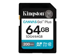 Kingston Canvas Go! Plus - Flashminnekort 64 GB - Video Class V30 / UHS-I U3 / Class10 - SDXC UHS-I