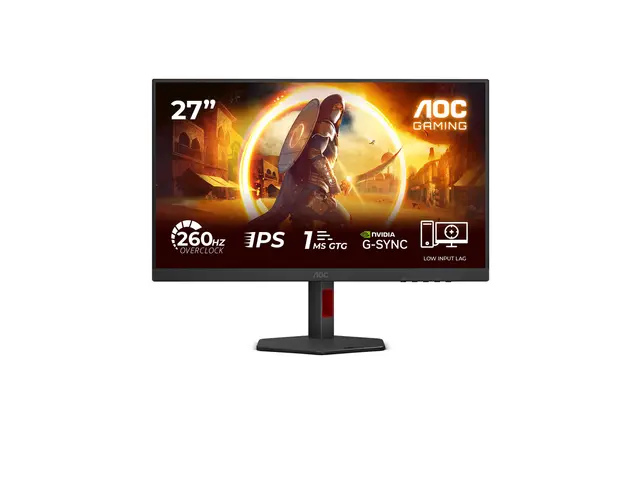 AOC Gaming 27G4ZR - G4 Series - LED-skjerm gaming - 27" - 1920 x 1080 Full HD (1080p) @ 240 Hz - Fast IPS - 350 cd/m² - 1000:1 - HDR10 - 0.3 ms - 2xHDMI, DisplayPort - svart, rød 