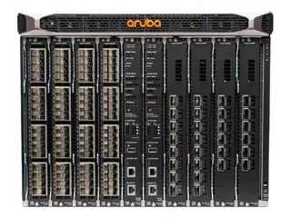 HPE Aruba 8400 8-slot Chassis - Switch - 32 x 10 Gigabit Ethernet + 6 x 40 Gigabit / 100 Gigabit QSFP28 rackmonterbar - med 2x 8400X FabricModules, 1x Management Module, 1x 32-port 10G Module, 1x 6-port 40/100G Module