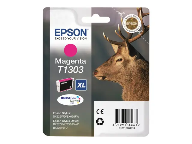 Epson T1303 - XL-størrelse magenta original blære med RF/lyd-alarm...