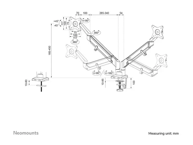 Neomounts DS70-810BL2 - Monteringssett (skrivebordsmontering) just...