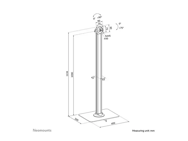 Neomounts - Stativ - for nettbrett - stål - svart - monteringsgren...