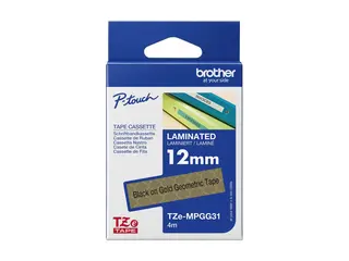 Brother TZe-MPGG31 - Geometrisk svart på gull Rull (1,2 cm x 4 m) 1 kassett(er) laminert teip - for Brother PT-H110; P-Touch Cube PT-P300; P-Touch Cube Pro PT-P910; P-Touch Embellish PT-D215