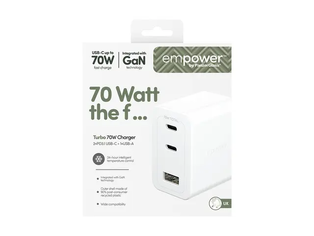 empower by PanzerGlass - Strømadapter - turbo, UK plug - 70 watt -...
