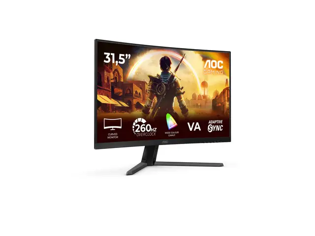AOC Gaming C32G42ZE - G4 Series - LED-skjerm gaming - kurvet - 32" (31.5" synlig) - 1920 x 1080 Full HD @ 240 Hz - VA - 300 cd/m² - 3500:1 - HDR10 - 0.3 ms - HDMI, DisplayPort - svart, rød 