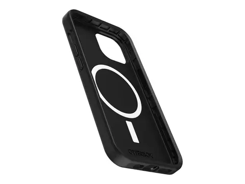 OtterBox Symmetry Series - Baksidedeksel for mobiltelefon MagSafe-samsvar - polykarbonat, syntetisk gummi, s&#248;lvfosfatglass - svart - for Apple iPhone 13, 14, 15