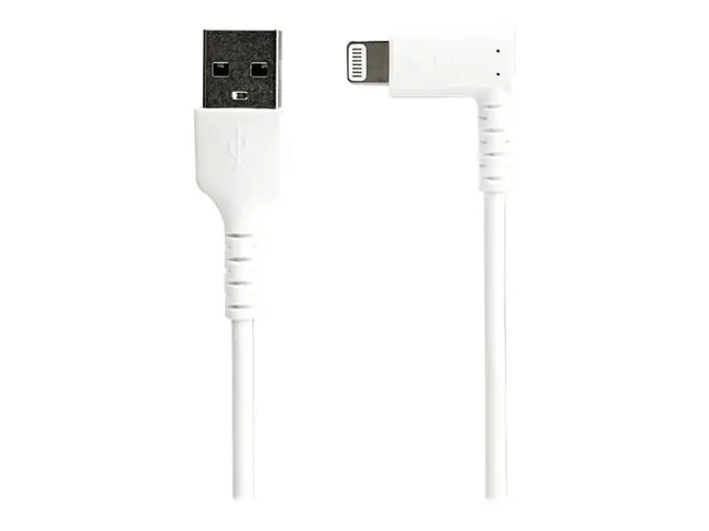 StarTech.com 6ft (2m) Durable USB A to Lightning Cable, White 90° ...
