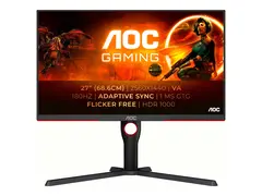AOC Gaming Q27G3XMN/BK - LED-skjerm - gaming 27" - 2560 x 1440 QHD @ 180 Hz - VA - 700 cd/m² - 4000:1 - DisplayHDR 1000 - 1 ms - HDMI, DisplayPort - svart