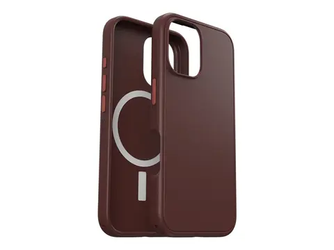 OtterBox Symmetry Series - Baksidedeksel for mobiltelefon MagSafe-samsvar - polykarbonatlag, termoplastisk elastomer (TPE) - mursteinsr&#248;d - for Apple iPhone 16