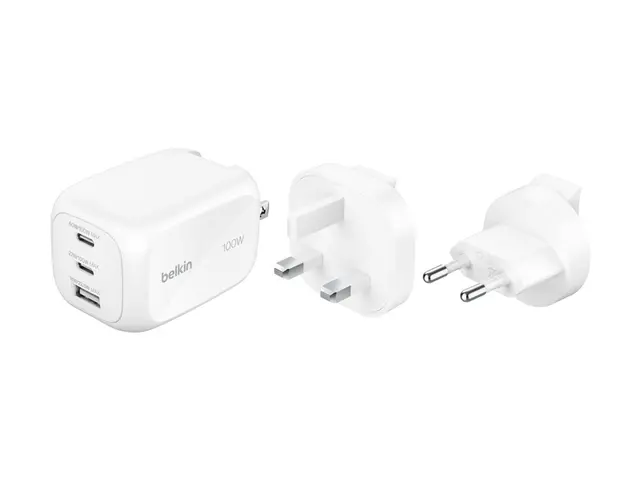 Belkin BoostCharge Pro - Strømadapter GaN 100 watt PD 3.1/PPS 3 ut...