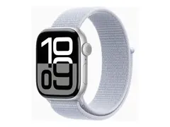 Apple Watch Series 10 (GPS) - 42 mm s&#248;lvaluminium - smartklokke med sportssl&#248;yfe - myk dobbeltlagsnylon - bl&#229; sky - h&#229;ndleddst&#248;rrelse: 130-200 mm - 64 GB - Wi-Fi 4, UWB, Bluetooth - 30 g