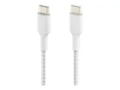 Belkin BoostCharge - USB-kabel 24 pin USB-C (hann) til 24 pin USB-C (hann) - USB 2.0 - 3 A - 1 m - USB Power Delivery (60W) - hvit (en pakke 2)