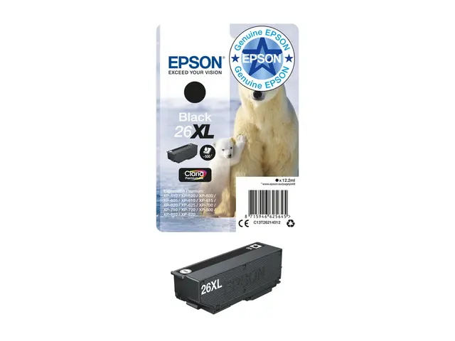 Epson 26XL - 12.2 ml - XL - svart - original - blister - blekkpatr...