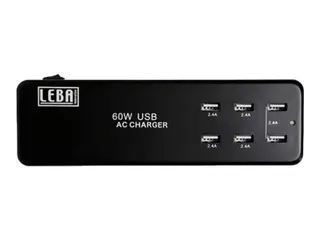 LEBA NoteCharge - Strømadapter - 2.4 A - 5 utgangskontakter (USB)
