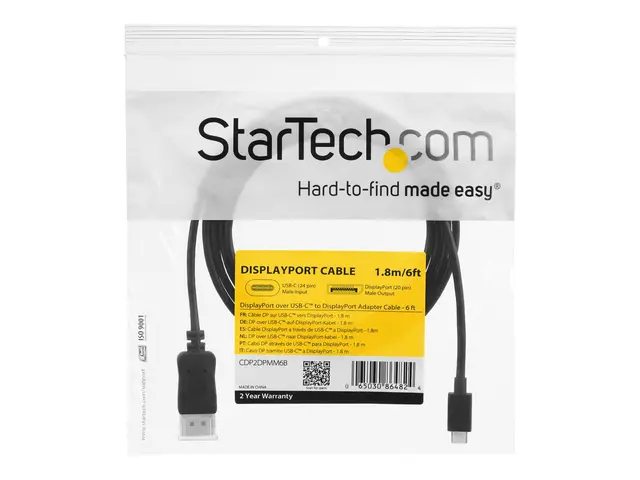 StarTech.com 6ft/1.8m USB C to DisplayPort 1.2 Cable 4K 60Hz, USB-...