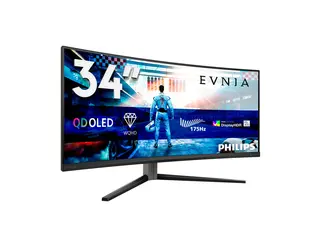 Philips Evnia 6000 34M2C6500 - OLED-skjerm gaming - kurvet - 34" - 3440 x 1440 WQHD @ 175 Hz - 1000 cd/m² - 1000000:1 - DisplayHDR 400 True Black - 0.03 ms - 2xHDMI, DisplayPort - mørk skifer
