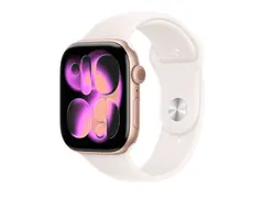 Apple Watch Series 11 (GPS) - 46 mm rosegull aluminium - smartklokke med sportsb&#229;nd - fluorelastomer - lett rouge - b&#229;ndbredde: M/L - 64 GB - Wi-Fi 4, UWB, Bluetooth - 37.8 g