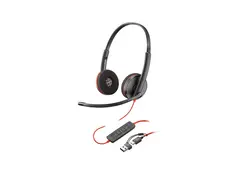 HP Poly Blackwire 3225 - Blackwire 3200 Series hodesett - on-ear - kablet - 3,5 mm jakk, USB-C - svart - Certified for Skype for Business, Cisco Jabber Certified, Avaya Certified, UC-sertifisert