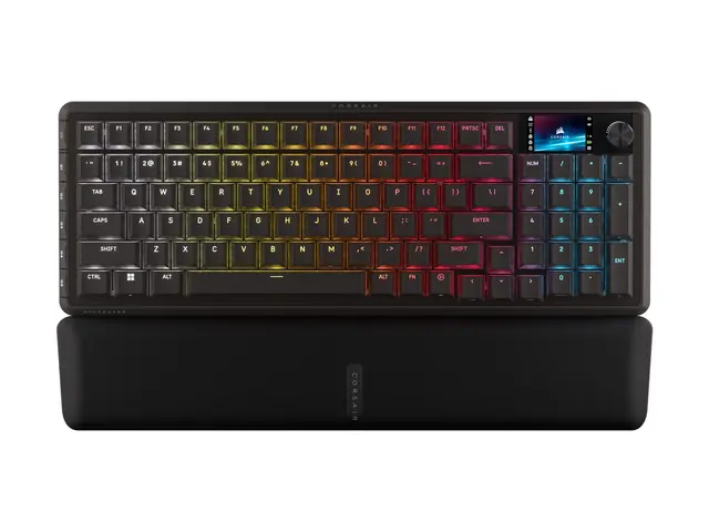 CORSAIR VANGUARD 96 - Tastatur - 96% - compact bakgrunnsbelyst - trådløs - USB, 2.4 GHz, Bluetooth - QWERTY - Nordisk - tastsvitsj: CORSAIR MLX Plasma - svart 