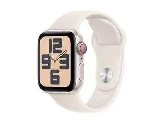 Apple Watch SE (GPS + Cellular) 2. generasjon - 40 mm - stjernelysaluminium - smartklokke med sportsb&#229;nd - fluorelastomer - stjernelys - b&#229;ndbredde: S/M - 32 GB - LTE, Wi-Fi 4, Bluetooth - 4G - 27.8 g