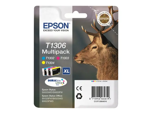 Epson T1306 Multipack - 3-pack - 30.3 ml - XL - gul, cyan, magenta...